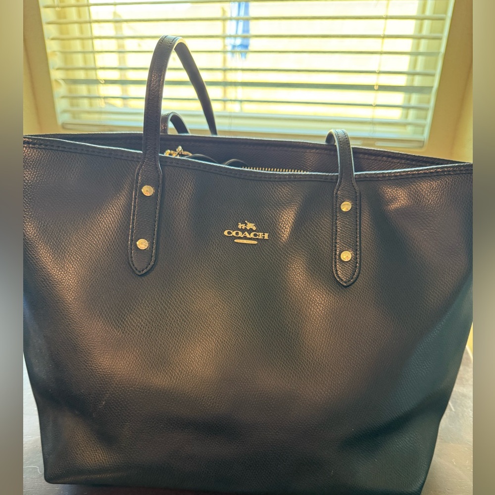 Coach Black Tote Bag with Gold Accents